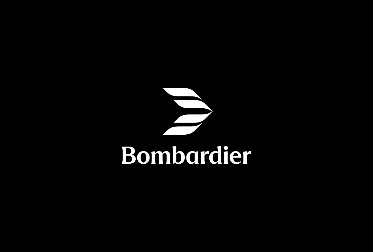 Bombardier logo displayed in white on a black background.