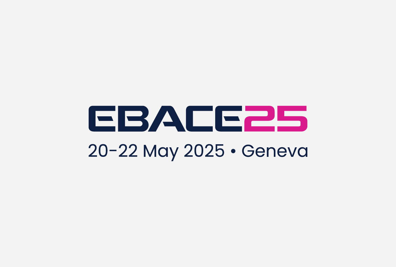 EBACE25 logo with event dates and Geneva location on clean background