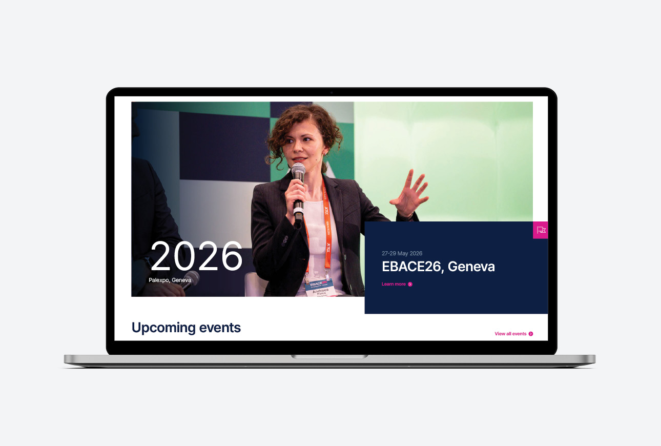EBACE26 - EBAA website events page displaying the latest events related to business aviation industry