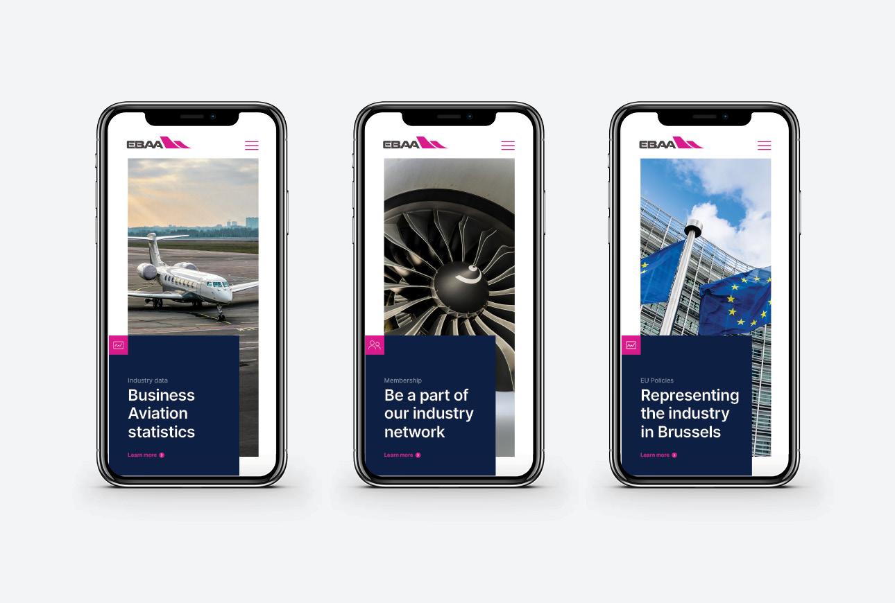 Responsive mobile version of EBAA website showing optimised layout, navigation and user experience across devices