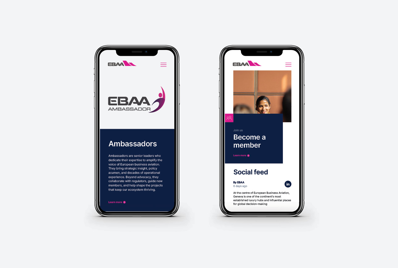 Responsive mobile version of EBAA website showing optimised layout, navigation and user experience across devices