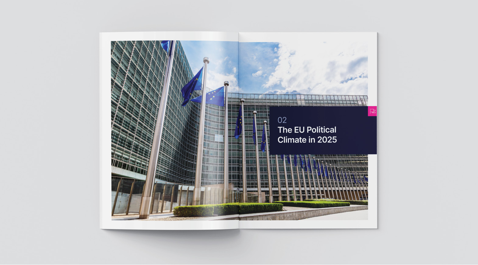 European Commission headquarters with EU flags featured in the EBAA report section on the EU political climate in 2025