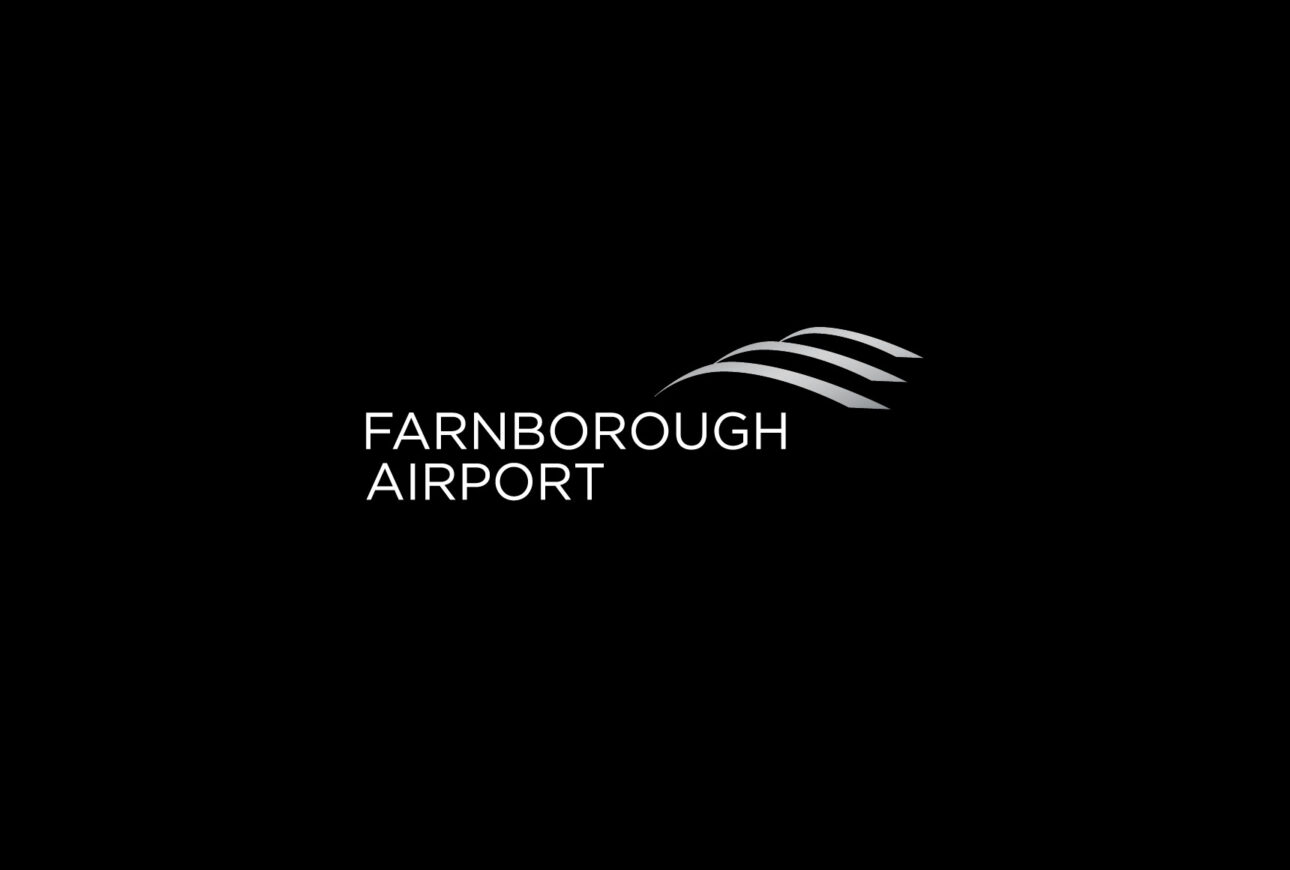 Farnborough Airport logo featuring minimalist luxury business aviation branding