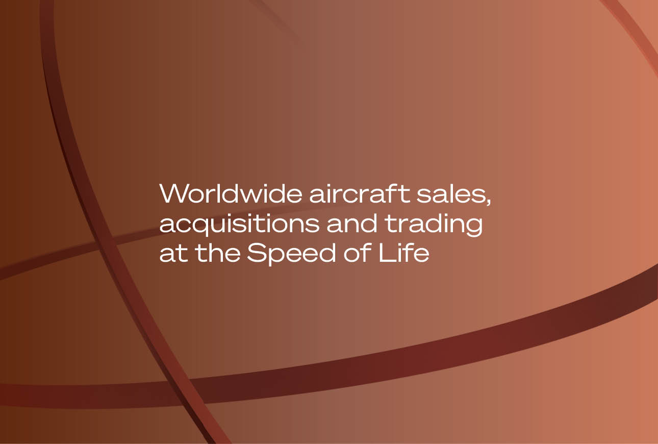 Brand statement reading “Worldwide aircraft sales at the Speed of Life” with Jetcraft visual identity elements