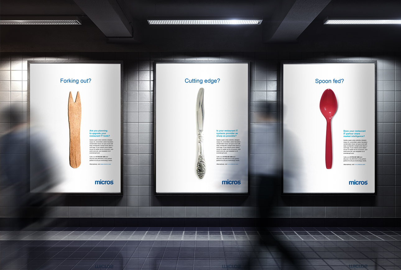Large format printed poster advertising at a train station