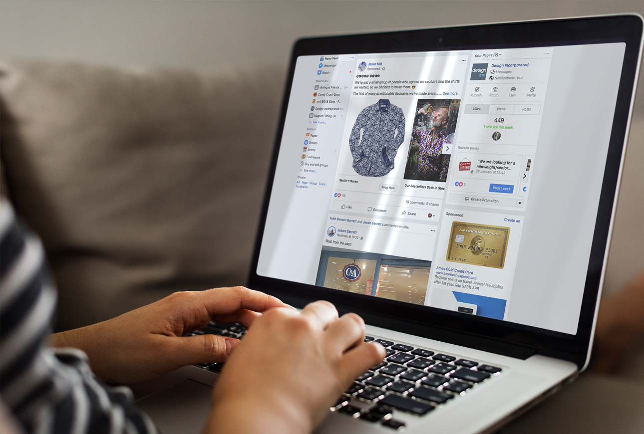 setting up a remarketing advertising campaign on laptop