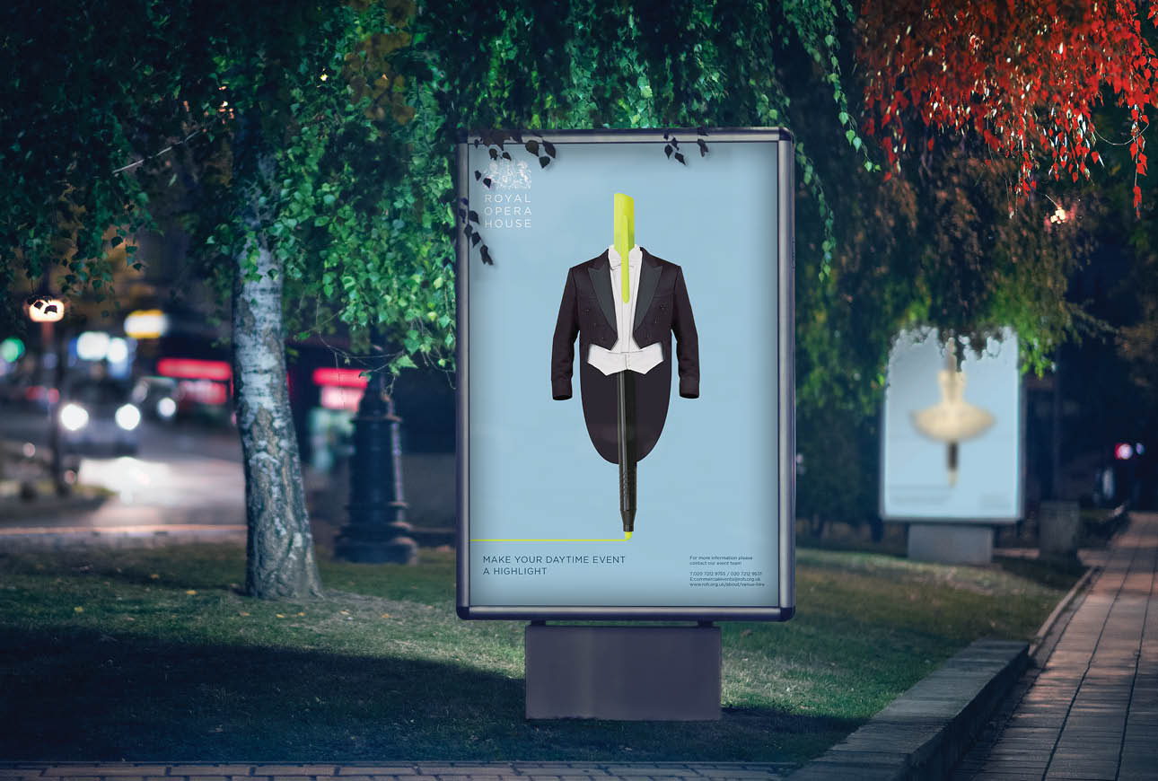 Evening street poster featuring tuxedo pencil concept