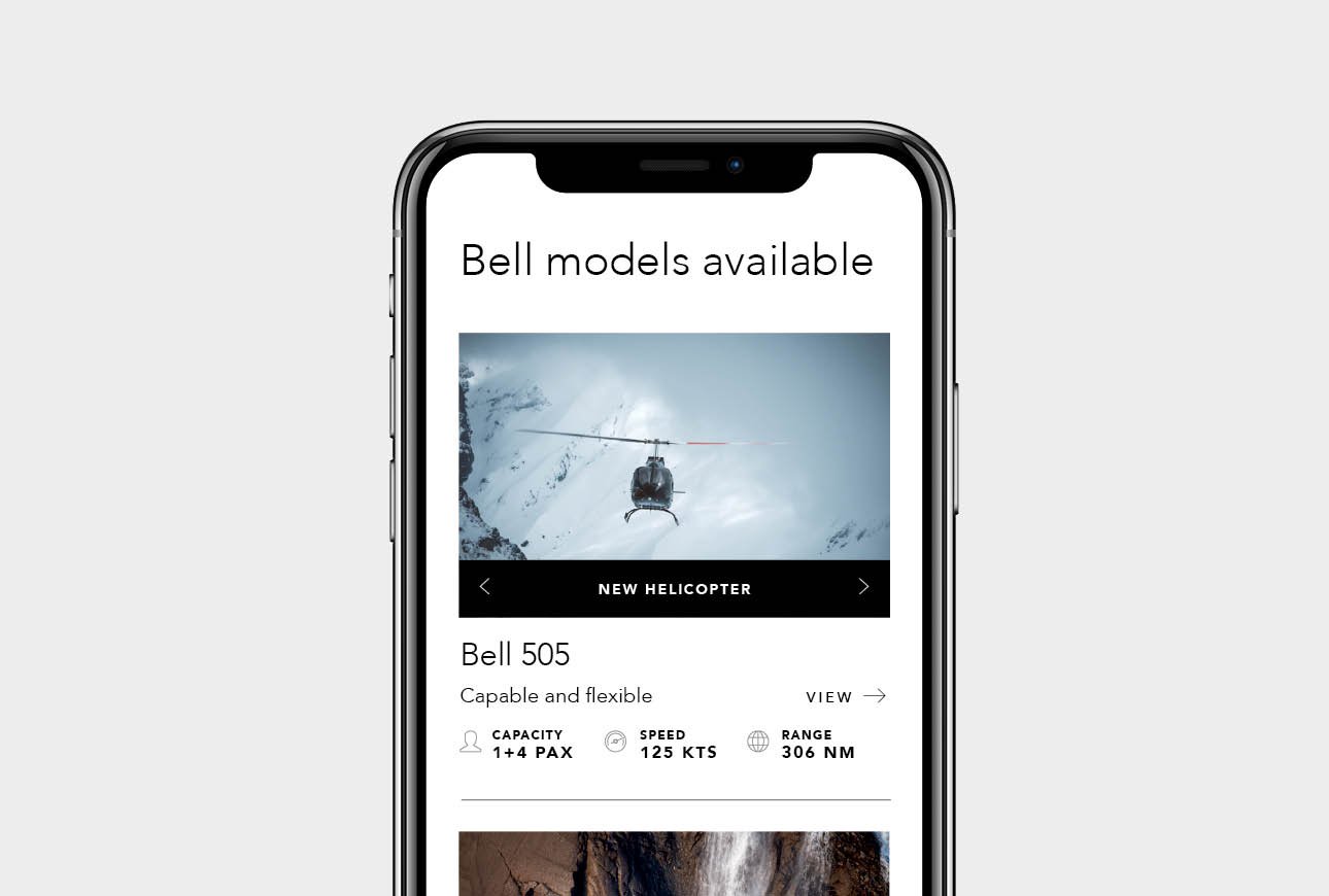 Bell 505 helicopter product page with specifications and performance details