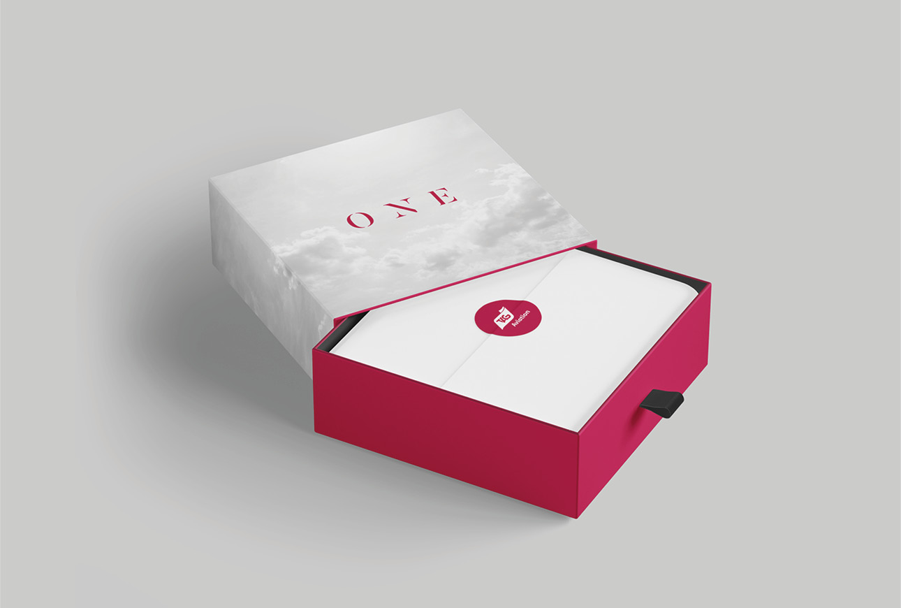 Close-up of premium materials and finishes used in TAG Aviation One membership card and packaging design