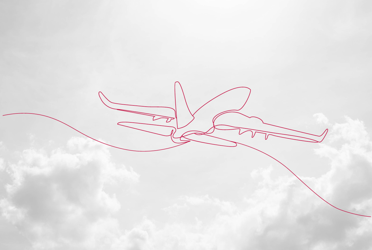 Fluid single-line illustration representing personalised private jet service profile in TAG Aviation One branding