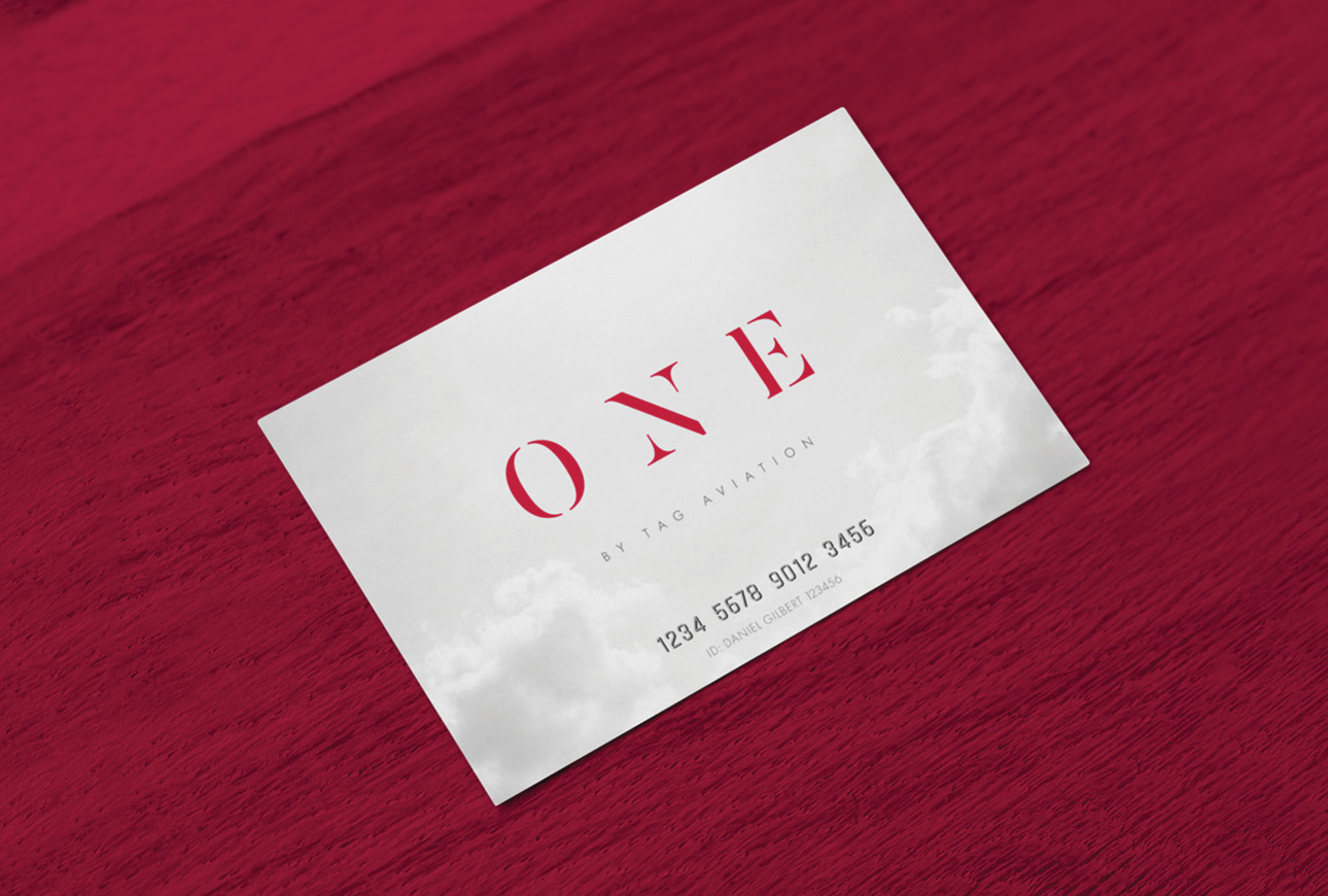 Premium TAG Aviation One metal membership card with engraved numbering and luxury finish for private jet clients