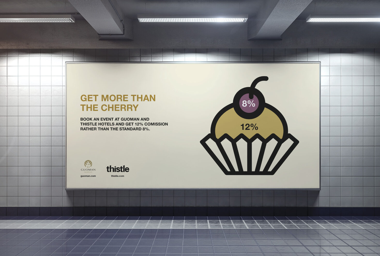 Thistle and Guoman Hotels outdoor advertising campaign billboard promoting event booking commission