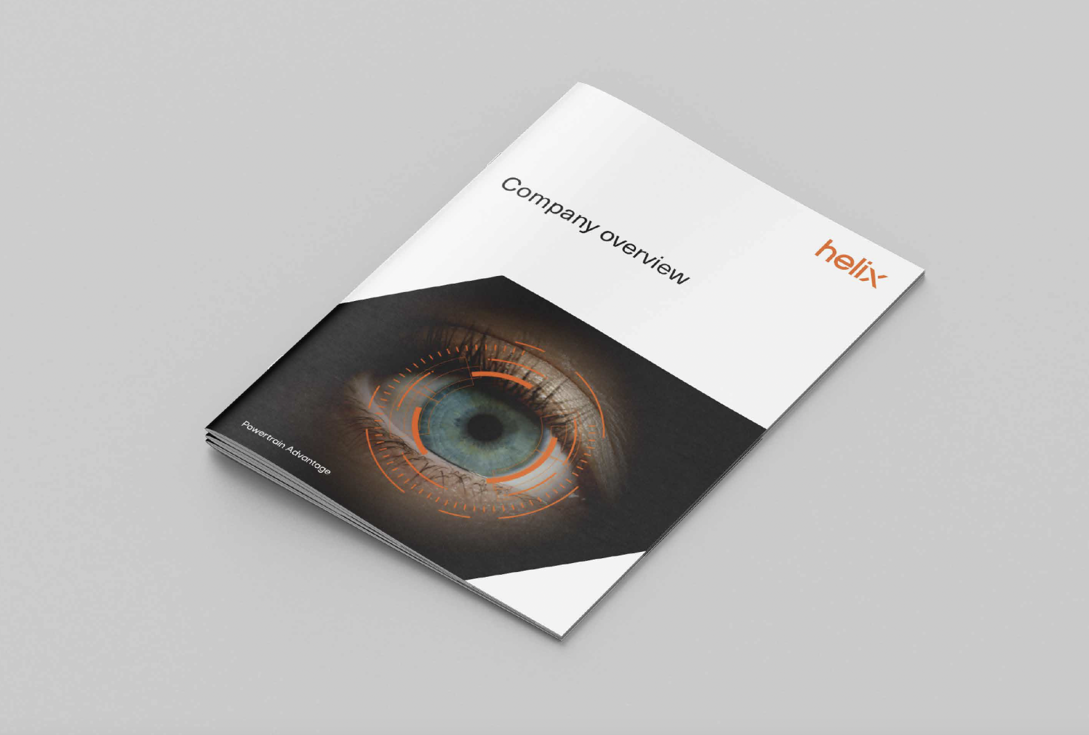Printed marketing materials for Helix electric motor branding campaign