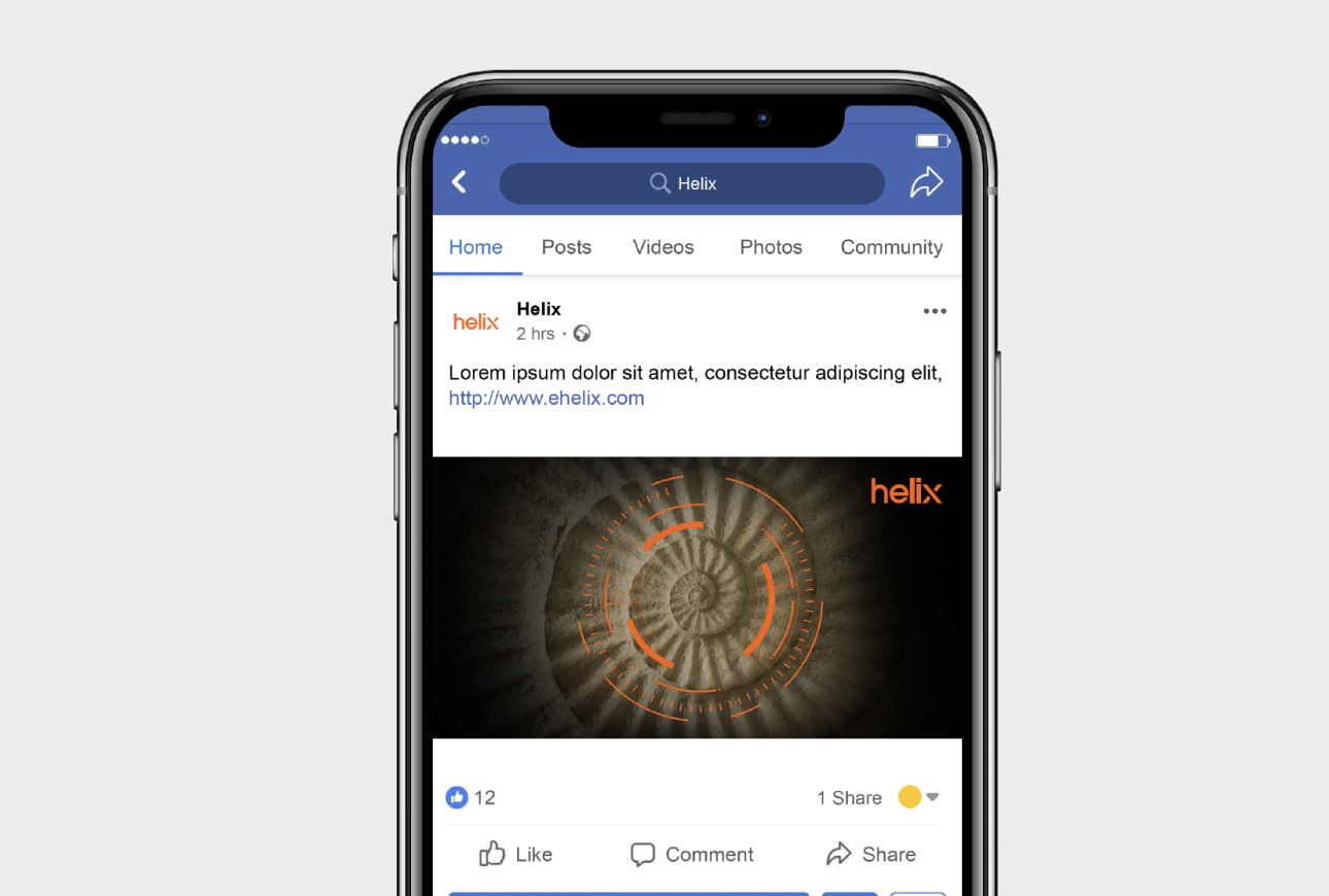 Helix branded social media content for electric motor marketing